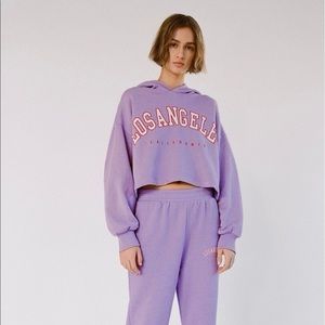 NWT Zara “Los Angeles” purple Sweatshirt and Jogger Set
